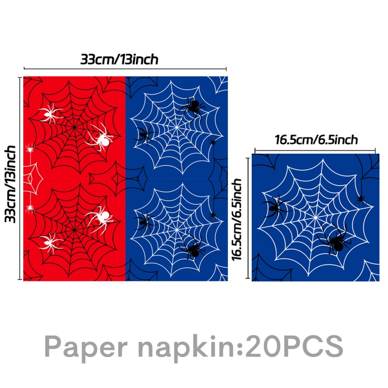 Halloween Spider Web Party Supplies | Birthday Tableware & Banner Decor Set (7″/9″ Plates, Cups, Napkins, Tablecloth, Bunting, Cutlery, Straws)
