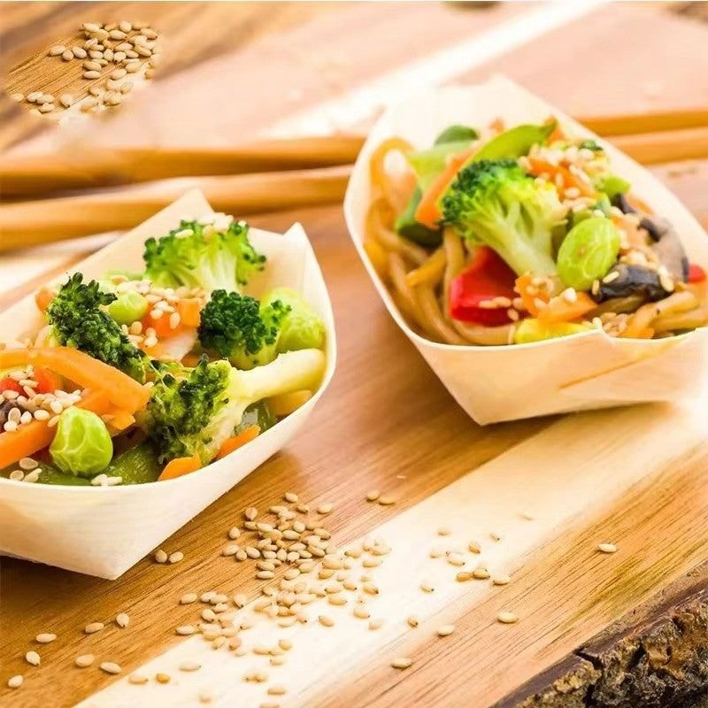 Bulk Birchwood Serveware: Disposable Cups, Sushi Boats & Cones - Professional Supplier
