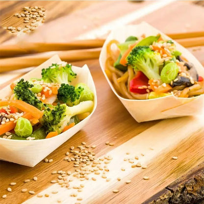 Bulk Birchwood Serveware: Disposable Cups, Sushi Boats & Cones - Professional Supplier