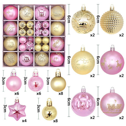 44Pcs Christmas Ball Set – Plated Plastic Ornaments, Painted & Shaped Baubles, 6cm for Tree & Holiday Decor
