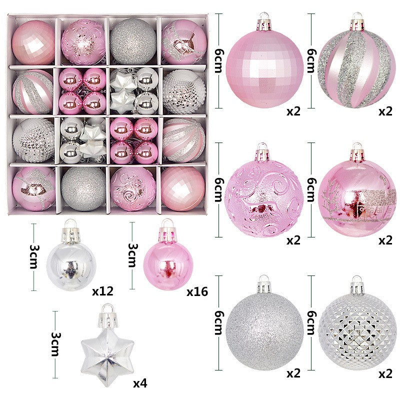 44Pcs Christmas Ball Set – Plated Plastic Ornaments, Painted & Shaped Baubles, 6cm for Tree & Holiday Decor