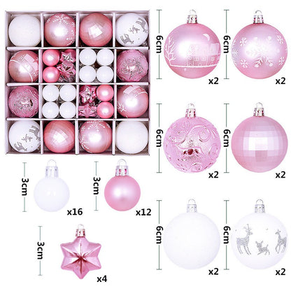 44Pcs Christmas Ball Set – Plated Plastic Ornaments, Painted & Shaped Baubles, 6cm for Tree & Holiday Decor