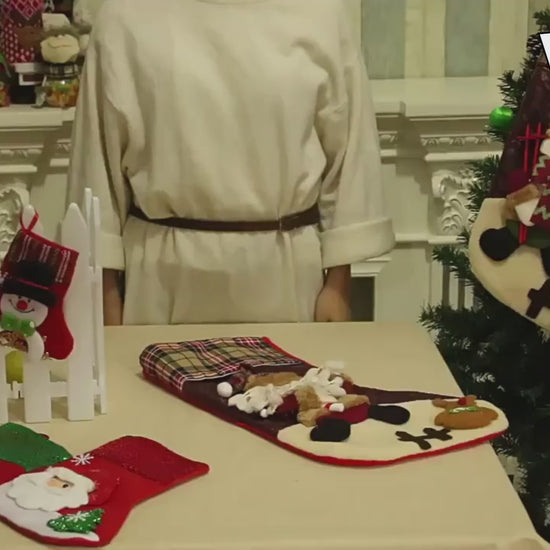 Video showing Christmas stockings in assorted styles and sizes
