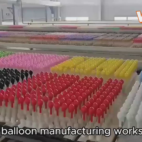 Video showing metallic latex balloon colors, sizes, surface finish and inflation