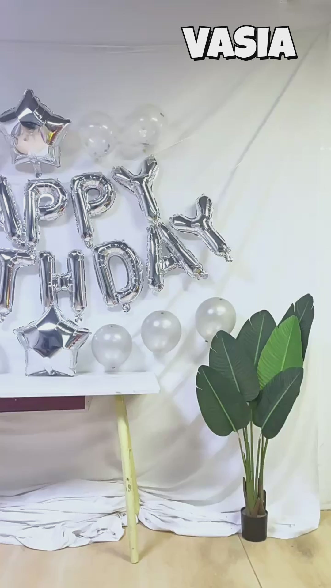 Video showing 16-inch Happy Birthday foil letter balloons, color options and inflated appearance