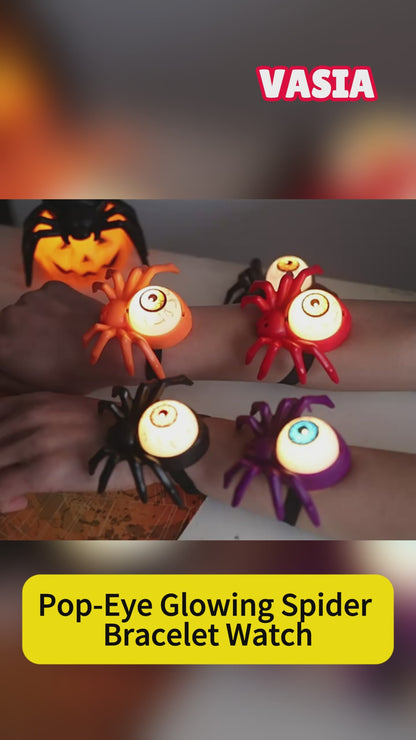 Reloj de pulsera Pop-Eye Glowing Spider – Juguete de muñeca de Halloween que se ilumina con ojos LED parpadeantes, divertido accesorio de disfraz para niños y niñas
