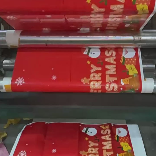 Video showing printed Christmas party tablecloth designs