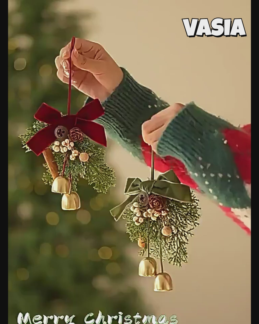 Video showing Christmas bell and hanging ornament styles