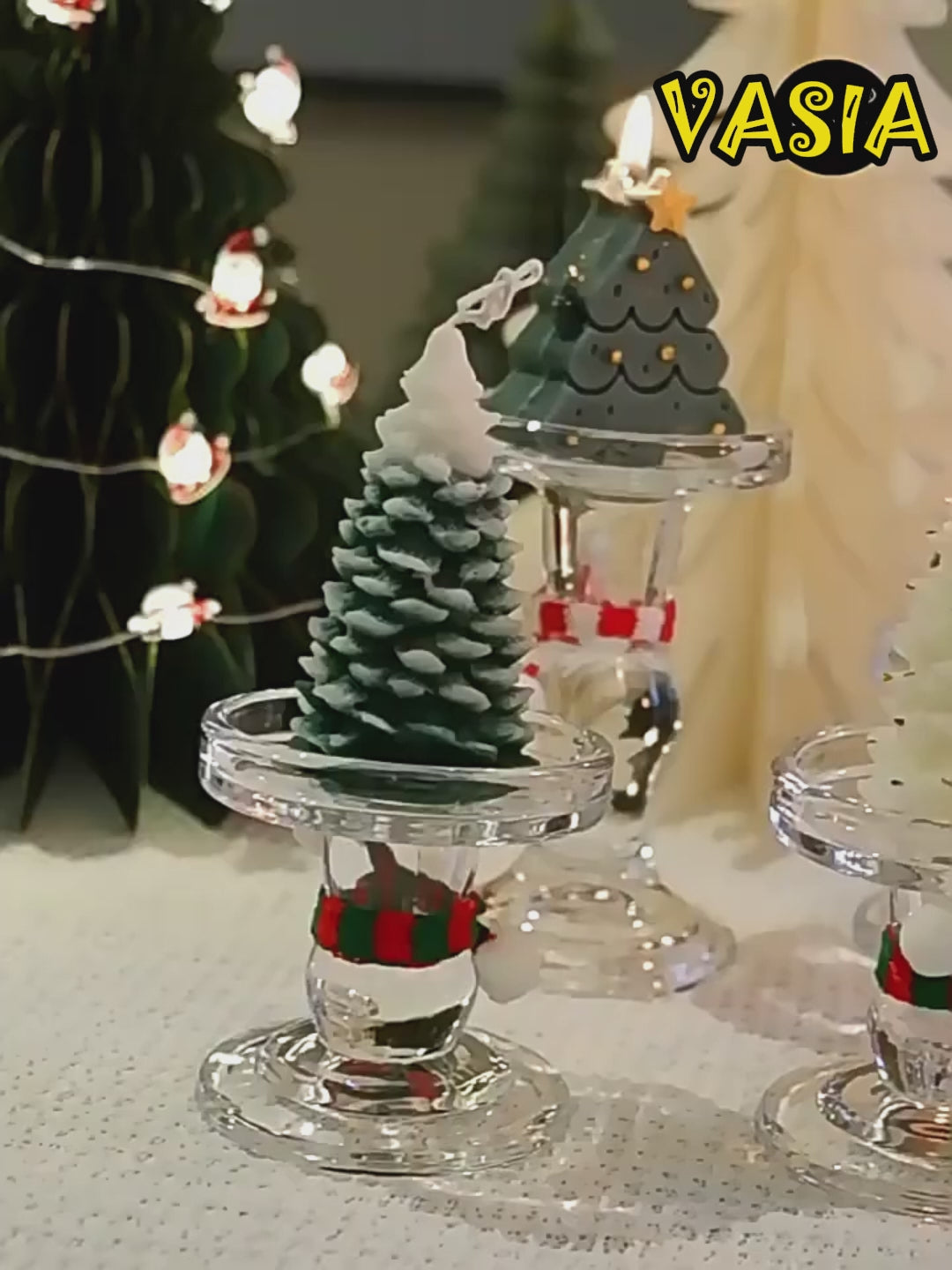 Video showing pine cone and Christmas tree LED decoration styles