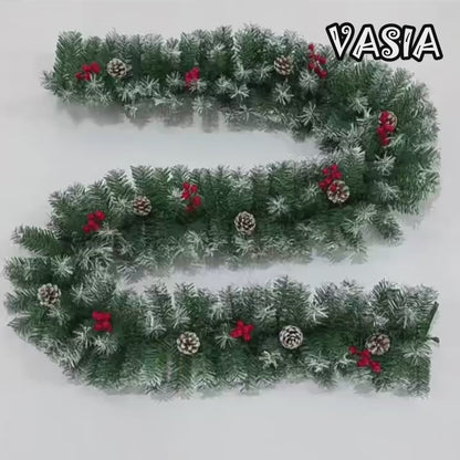 Video of Christmas garland with berry, pinecone, and foliage details