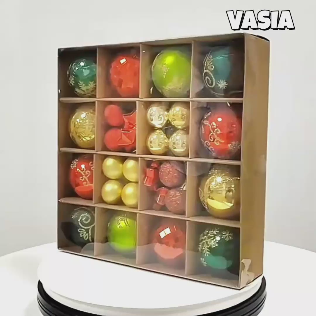 Video of Christmas bauble sets in assorted colors