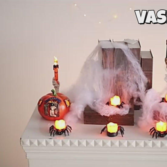 Video showing assorted Halloween spider and eyeball LED light designs
