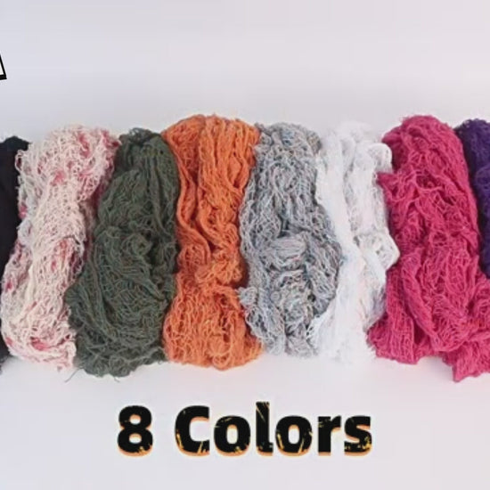 Video showing Halloween gauze fabric colors, texture and draped appearance