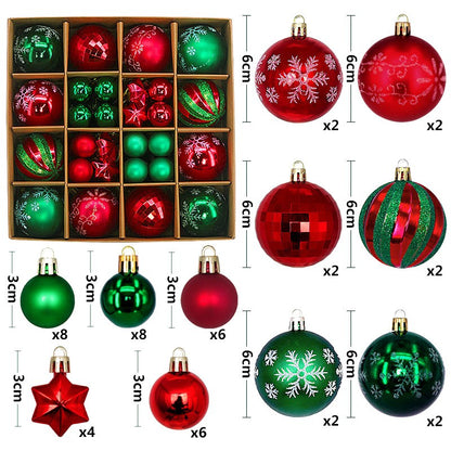 44Pcs Christmas Ball Set – Plated Plastic Ornaments, Painted & Shaped Baubles, 6cm for Tree & Holiday Decor
