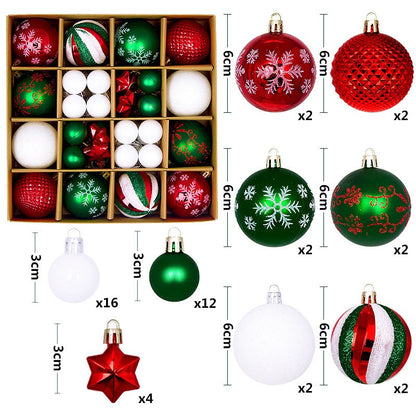 44Pcs Christmas Ball Set – Plated Plastic Ornaments, Painted & Shaped Baubles, 6cm for Tree & Holiday Decor