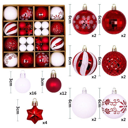 44Pcs Christmas Ball Set – Plated Plastic Ornaments, Painted & Shaped Baubles, 6cm for Tree & Holiday Decor