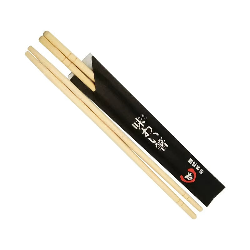 Wholesale Round Bamboo Chopsticks - Natural, Customizable with Paper Sleeve