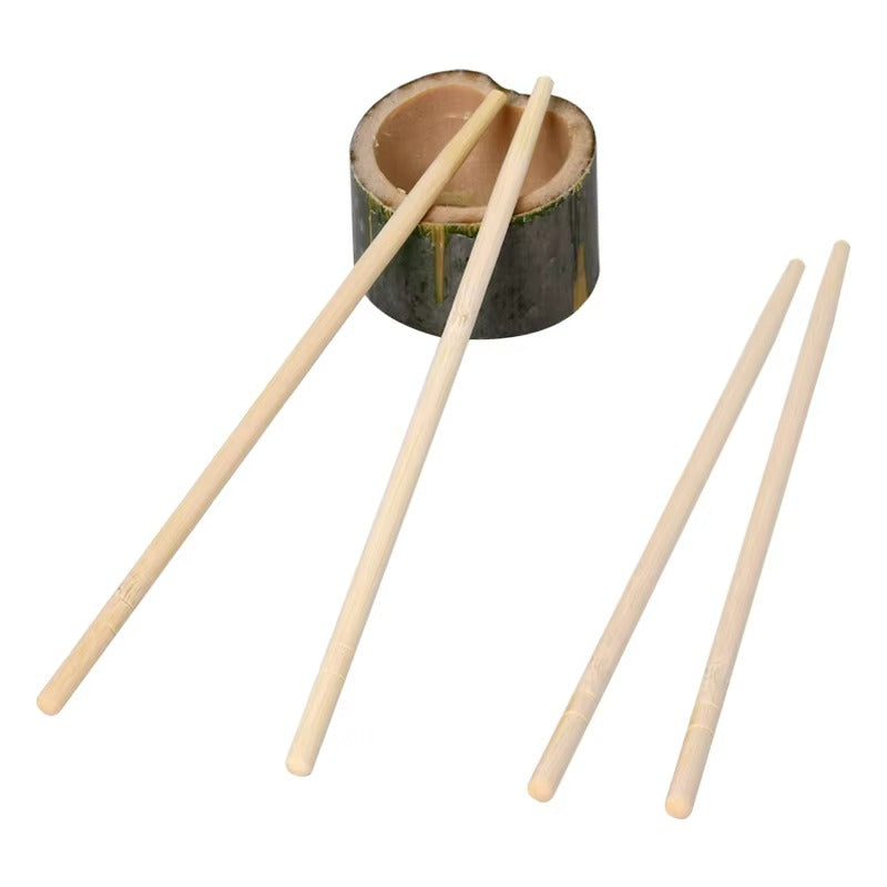 Wholesale Round Bamboo Chopsticks - Natural, Customizable with Paper Sleeve