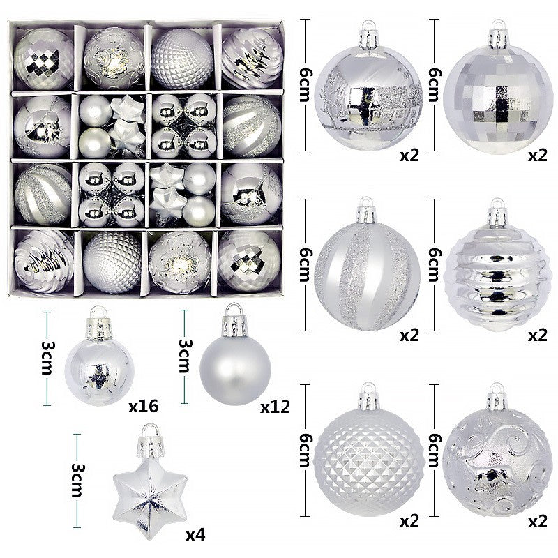 44Pcs Christmas Ball Set – Plated Plastic Ornaments, Painted & Shaped Baubles, 6cm for Tree & Holiday Decor