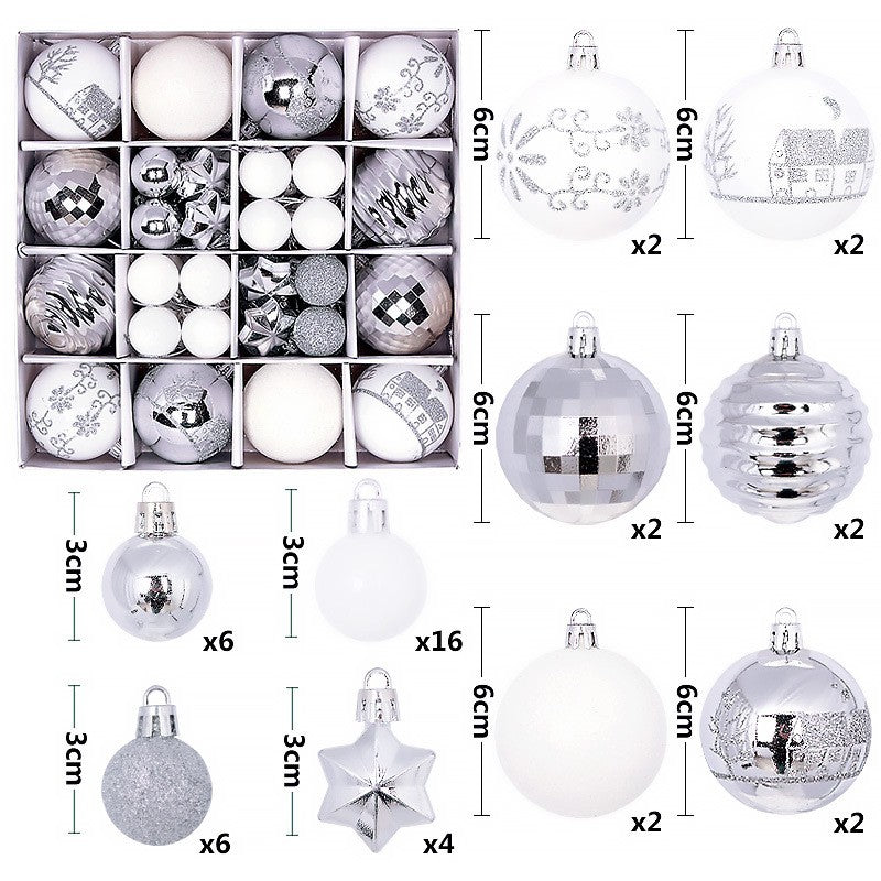 44Pcs Christmas Ball Set – Plated Plastic Ornaments, Painted & Shaped Baubles, 6cm for Tree & Holiday Decor