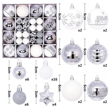 44Pcs Christmas Ball Set – Plated Plastic Ornaments, Painted & Shaped Baubles, 6cm for Tree & Holiday Decor