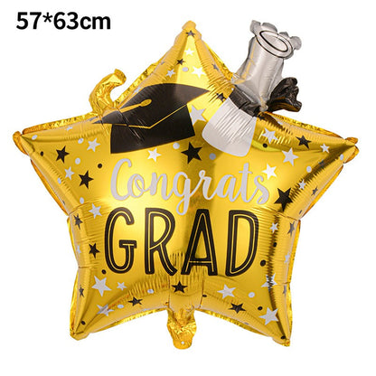 Graduation Foil Balloons – Mortarboard Cartoon Mylar Balloons for Grad Party, Ceremony & Celebration Decor