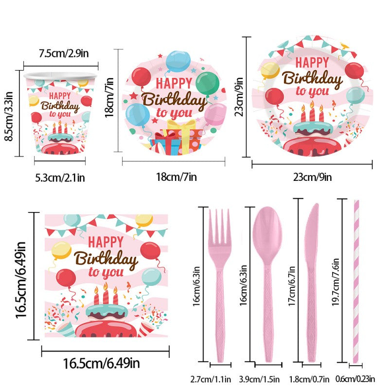 Balloon Birthday Party Set – Disposable Plates, Napkins, Cups & Cutlery for Kids Celebration, Easy Cleanup & Themed Decor
