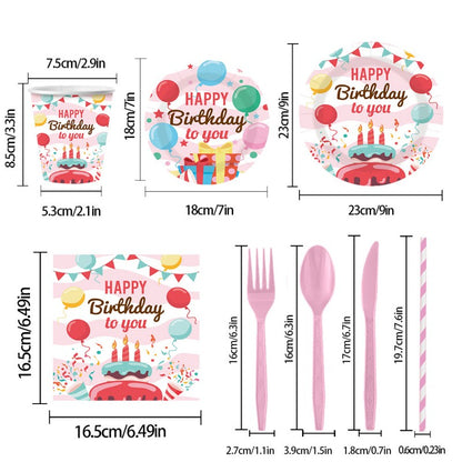 Balloon Birthday Party Set – Disposable Plates, Napkins, Cups & Cutlery for Kids Celebration, Easy Cleanup & Themed Decor