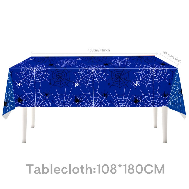Halloween Spider Web Party Supplies | Birthday Tableware & Banner Decor Set (7″/9″ Plates, Cups, Napkins, Tablecloth, Bunting, Cutlery, Straws)