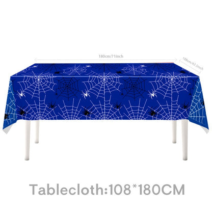 Halloween Spider Web Party Supplies | Birthday Tableware & Banner Decor Set (7″/9″ Plates, Cups, Napkins, Tablecloth, Bunting, Cutlery, Straws)