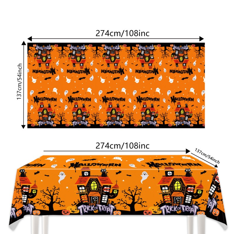 Halloween Horror Party Decoration Supplies – Disposable Dinnerware, Plastic Table Cover & Hanging Banner for Haunted House & Themed Event