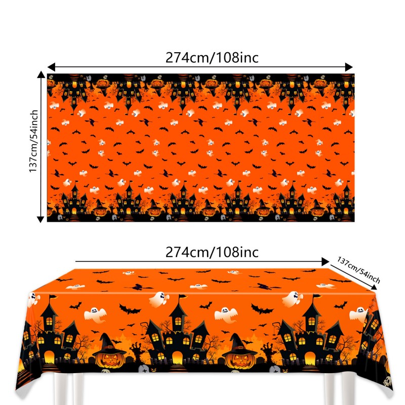 Halloween Horror Party Decoration Supplies – Disposable Dinnerware, Plastic Table Cover & Hanging Banner for Haunted House & Themed Event