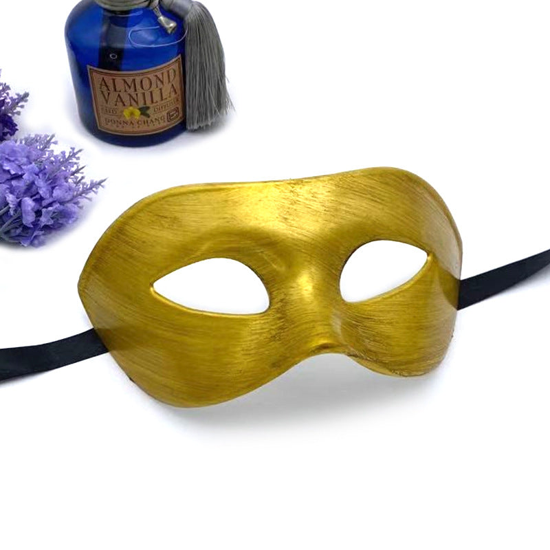 Men‘s Half Face Mask Vintage Cosplay Masquerade Party Mask Halloween Costume Accessory (Black/White/Vintage Gold/Vintage Silver/Gold Silver, 18x8cm)