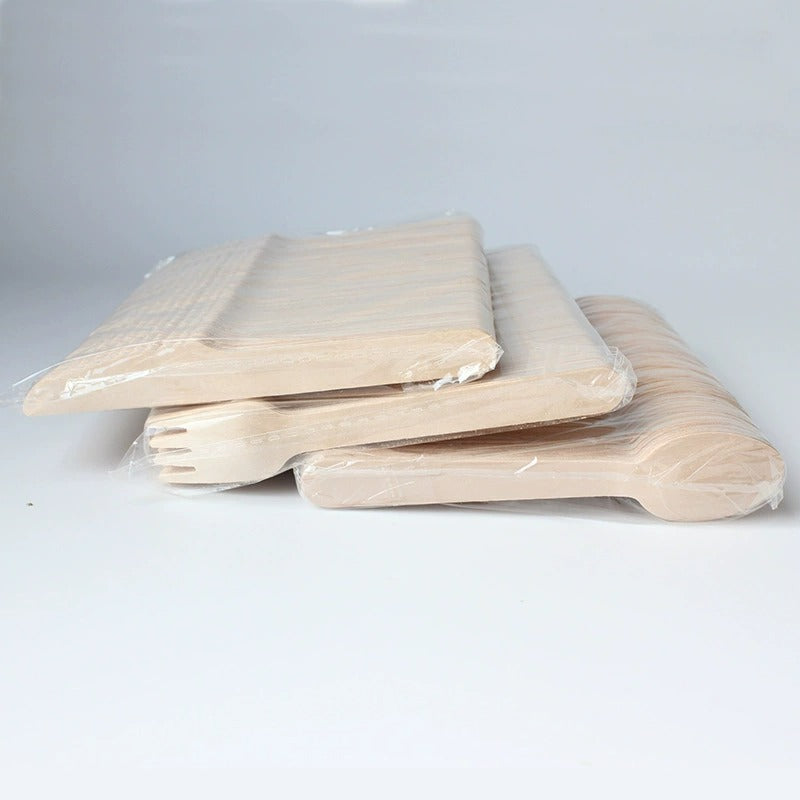 Wedding & Party Wooden Cutlery Set - Elegant Biodegradable Spoons, Forks, Knives