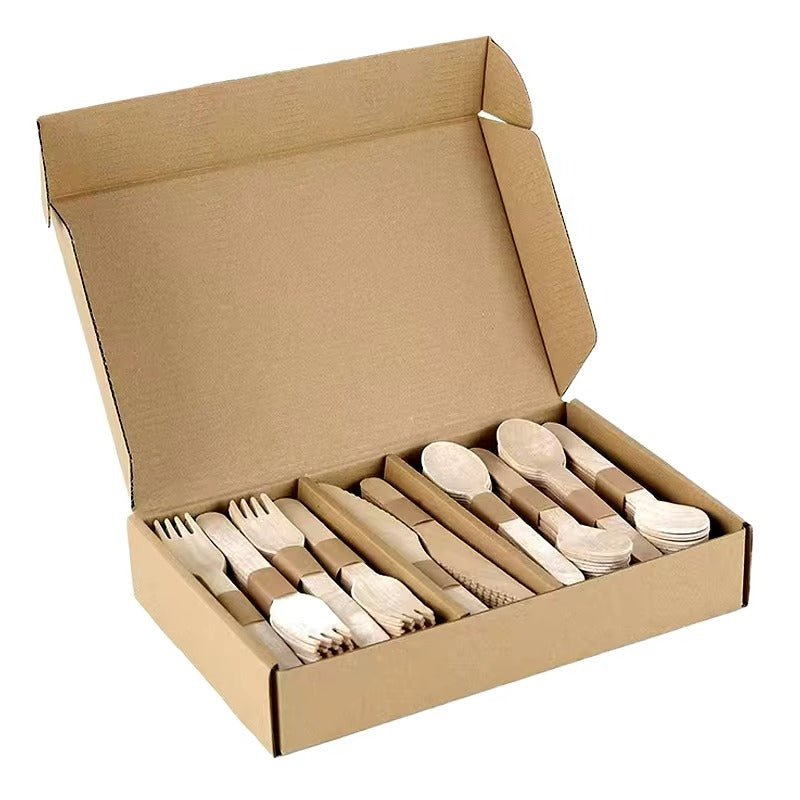 Wedding & Party Wooden Cutlery Set - Elegant Biodegradable Spoons, Forks, Knives