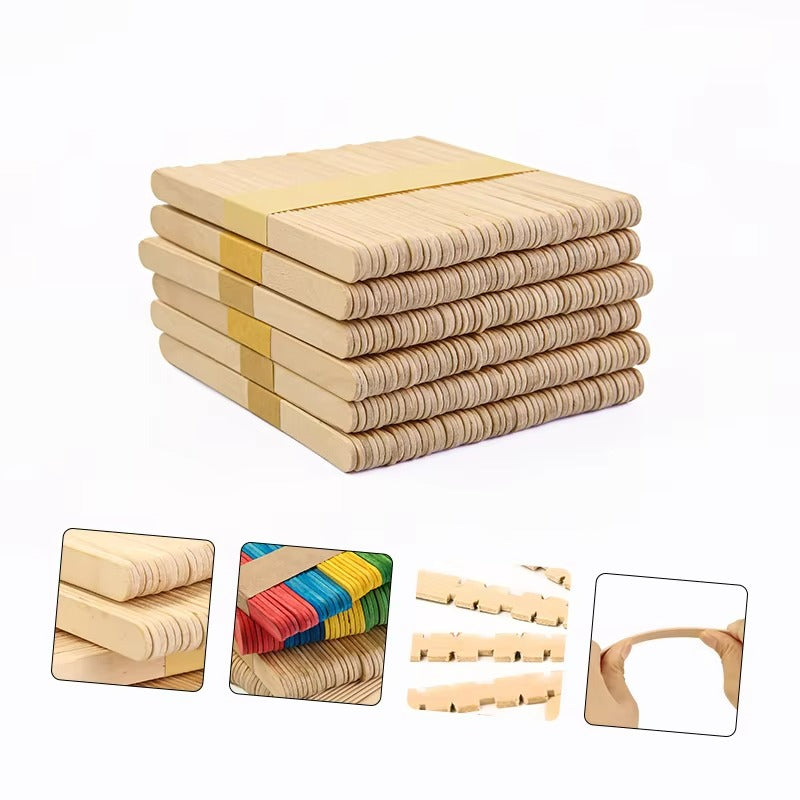 Food Grade Wooden Popsicle Sticks - Bulk Natural Birch for Ice Cream & Desserts