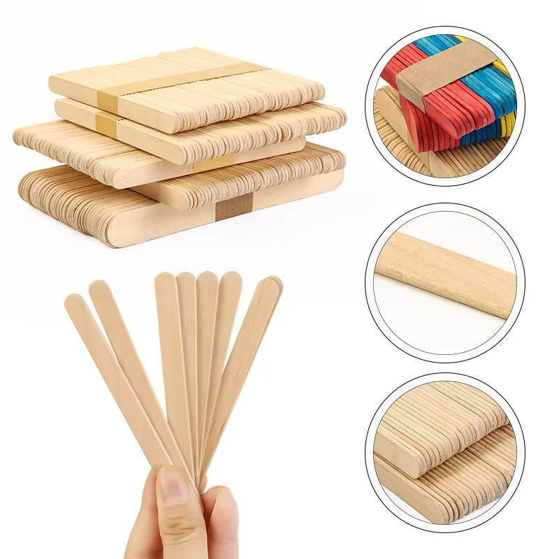 Food Grade Wooden Popsicle Sticks - Bulk Natural Birch for Ice Cream & Desserts